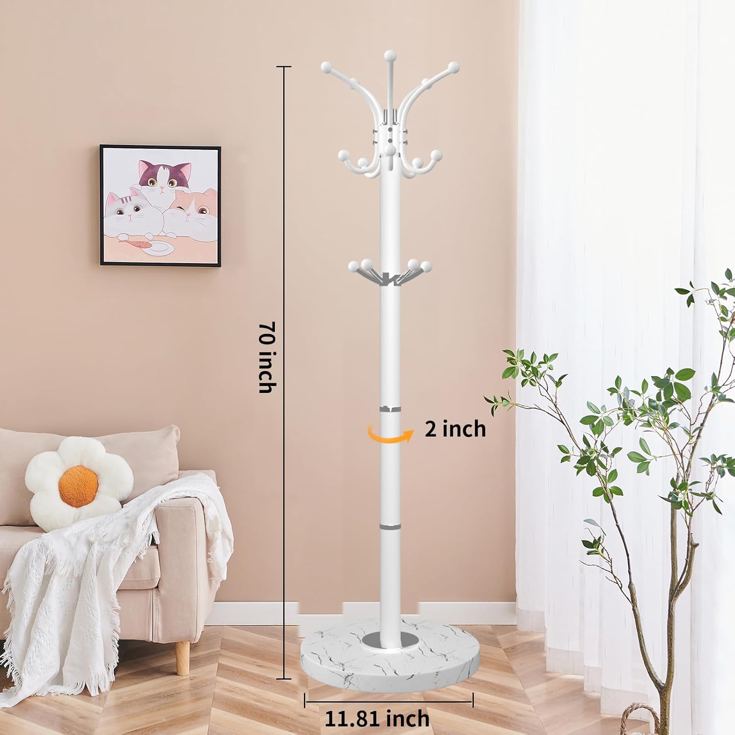 Style Coat Rack Metal Coat Rack Stand, Modern Coat Rack Freestanding with Natural ...