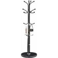 thumbnail image 1 of 12-Hook Metal Coat Rack - Black, Natural Marble Base, Umbrella Holder for Corner Office/Entryway, 1 of 18