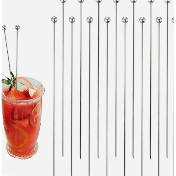 Metal Cocktail Picks, 15PCS 4.3 Inch Stainless Steel Cocktail Picks, Reusable Metal Appetizer Picks for Drink Skewers Bloody Mary Martini Olives Fruits