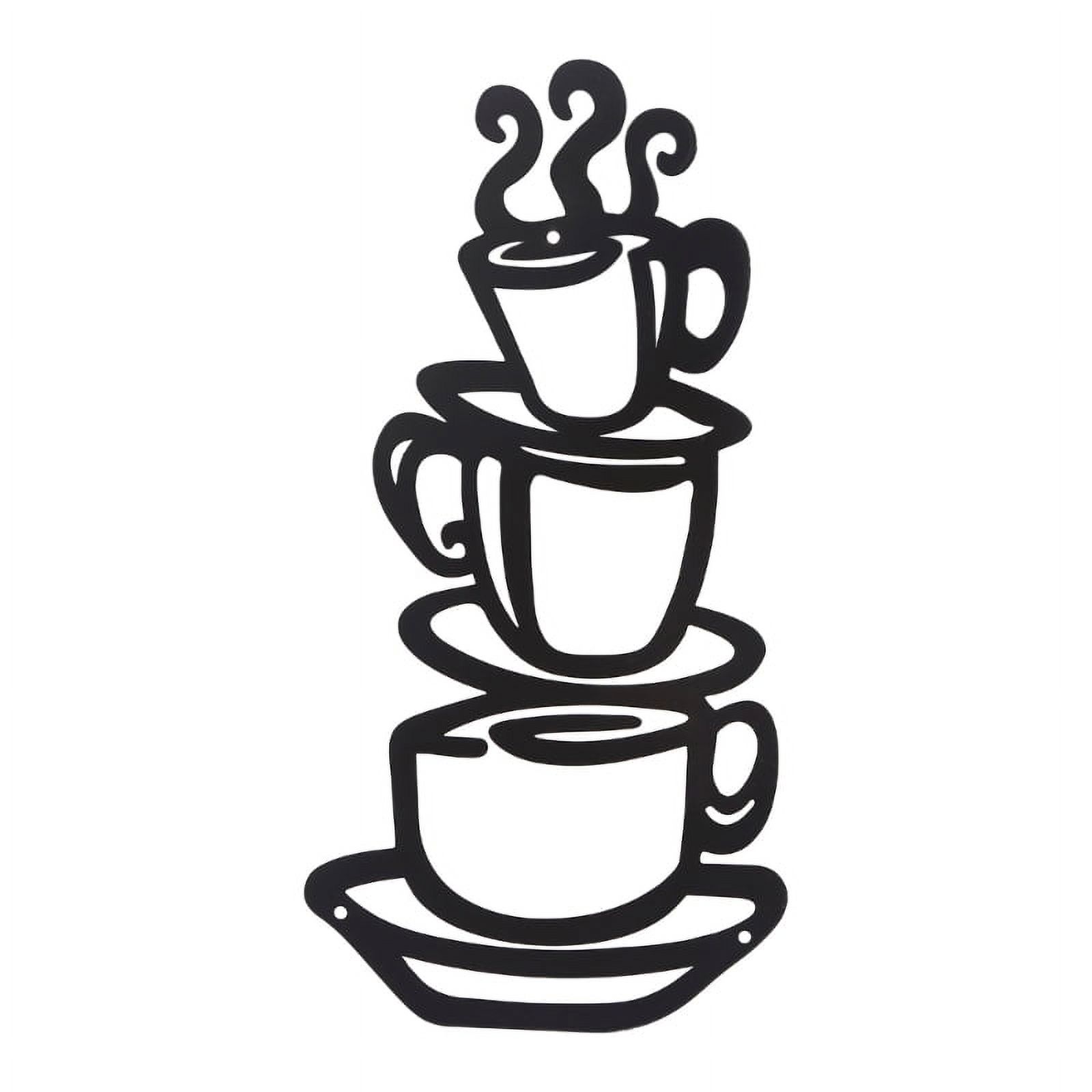 Metal Coffee Cup Wall Art Decor Cafe Themed Wall Art Decoration for