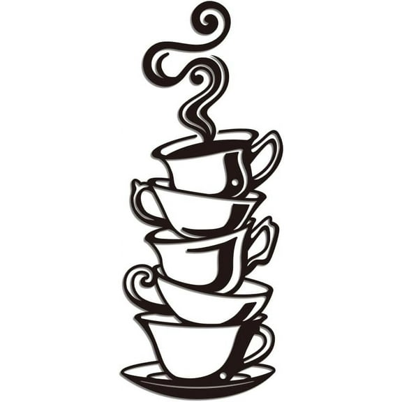 Metal Coffee Cup Wall Art Decor Iron Metal Coffee Cup Wall Art Decor for Home Decoration Modern Arts Metal Wall Decor for Kitchen Office Restaurant Bar Cafe 12.2x30cm Coffee Cup DIY Making