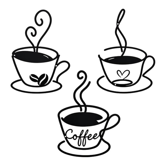 Metal Coffee Cup Wall Decors Cafe Themed Wall Art Decoration Retro Cup Signs