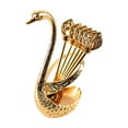 thumbnail image 1 of Metal Coffee Dessert Spoon Set, Swan Base Holder Spoon Organizer with 6Pcs Spoons for Coffee, Fruit, Dessert, Ice Cream, Cake, Teaspoon, Gold, 1 of 8