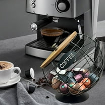 Metal Coffee Pod Holder with Lid, Large Capacity Coffee Organizer for Counter, Coffee Station Organizer, Coffee Bar Decor, for Organizing Coffee Pods