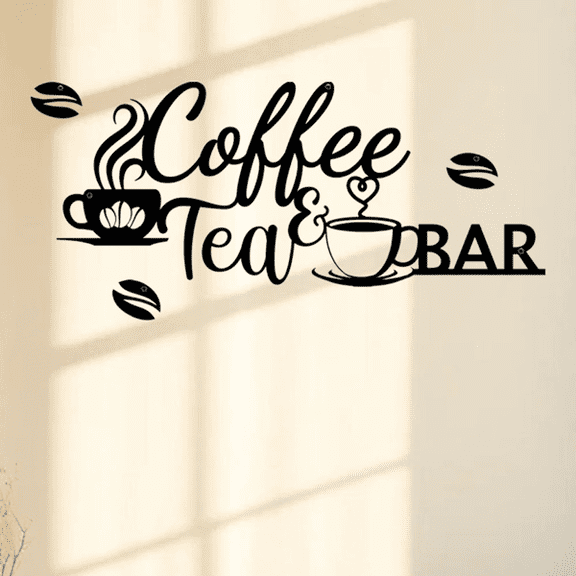 Metal Coffee & Tea Bar Sign Rustic Wall Art for Kitchen, Coffee Station & Home Caf Decor