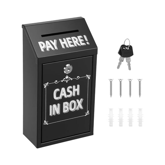 Metal Coin Bank with Secure Lock Steel Storage Container Portable for Bills and Retail Home Use B