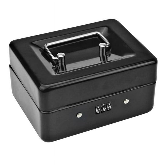 Metal Coin Box with Combination Lock 15 x 12 x 7.7cm (Black)
