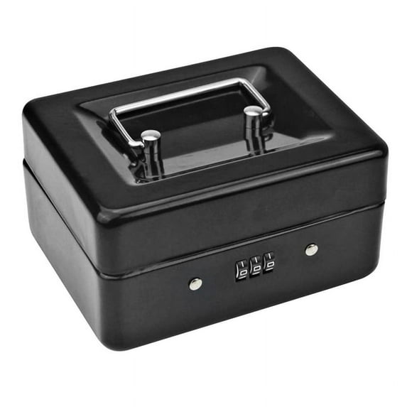 Durable Metal Coin Box with Combination Lock 15 x 12 x 7.7cm (Black)