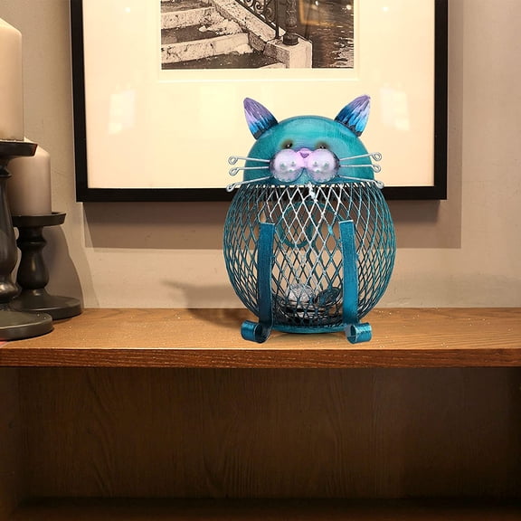 Metal Coin Piggy Bank for Adults, Animal Money Bank with Bottom Cap, Creative and Practical Gifts for Pet Lovers, Birthday& Christmas, Decoration for Home, Office, Living Room& Bookshelf, Cat