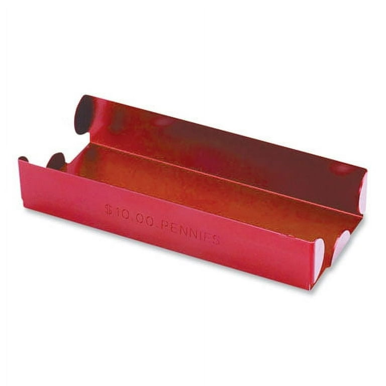 Stackable Plastic Coin Tray, Pennies, 10 Compartments, Denomination and Capacity Etched On Side, Stackable, 10 x 5, Red Stackable Plastic Coin Tray, Pennies, 10 Compartments, Denomination and Capacity Etched On Side, Stackable, 10 x 5, Red