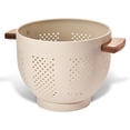 Colander Coated Metal Colander with Wood Handle and Stable Base, Powder Coated Steel ...