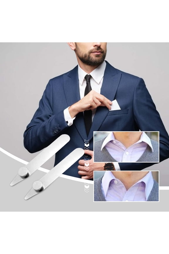 Metal Collar Stays,6PC,Stainless Steel Dress Shirt Collar Inserts,Reusable Anti Warp Collar Support Stiffeners for Men Formal Daily Wear Metal Magnetic Collar Stays for Men's Dress Shirts