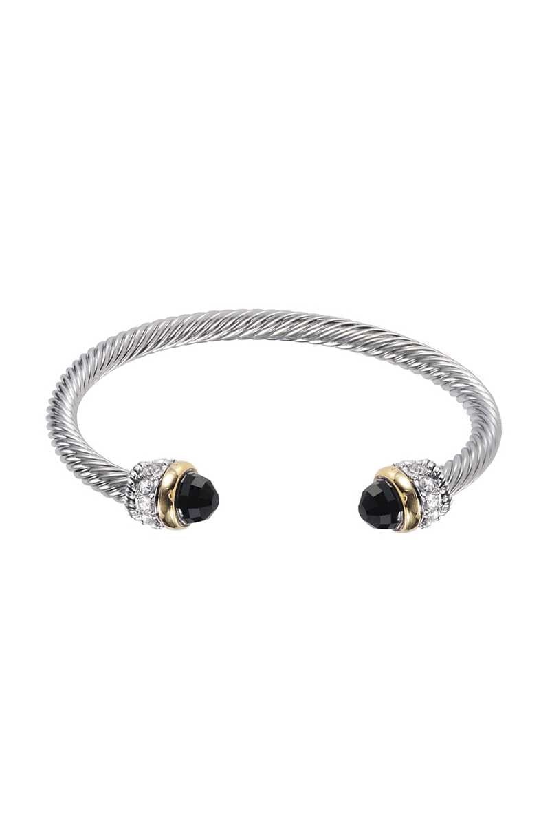 CC WHOLESALE CLOTHING Metal Color Stone Open Cuff Bracelet Clear