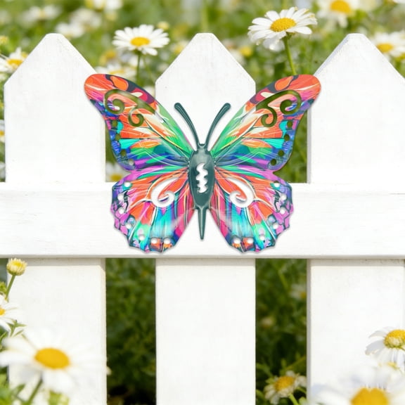 Metal Colored Wall Decoration 1pcs, Multicolor, Suitable for Garden Courtyard Fence Layout, Rustic Metal Crafts, Outdoor Art for Home Patio Decor, 5"W x 7"L