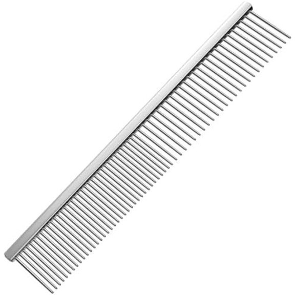 Metal Comb with Coarse/Fine , Pro , | Finishing Comb, Anti-static, -resistant Shedding Undercoat for Long Hair & Double Coats Dogs Cats Removing Tangles