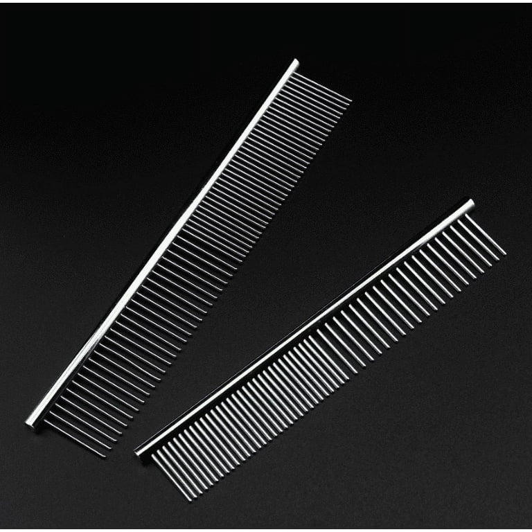 Metal Comb for Dogs Metal Dog Combs 2 Pack Cat Comb with Rounded Ends Stainless Steel Teeth Professional Grooming Tool for Long and Short Matted