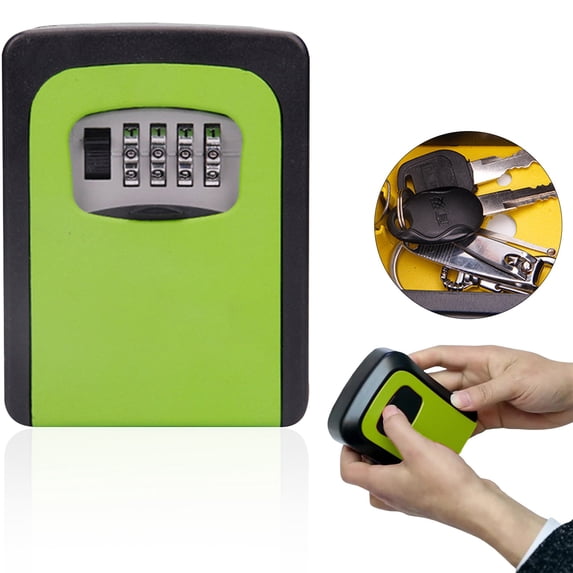Metal Combination Key Storage Lock Box, Wall Mount 4-Digit Digital Box for Daily Use-Green