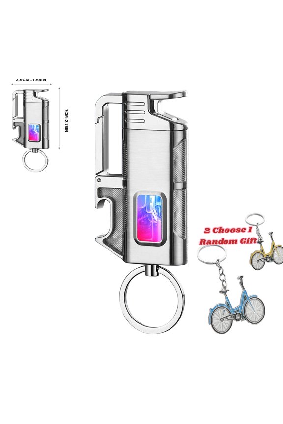 Metal Convenient Keychain Lighter,Windproof Blue Flame Lighter, Convenient Keychain Windproof Lighter with Transparent air Chamber, can be Filled with Butane, Windproof Blue Flame Outdoor use