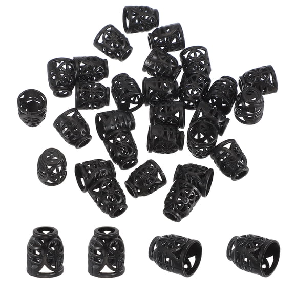 Metal Cord Locks, Rope End Lock, Bell Stopper, Hollow Bead End Cap Rope Fastener 30 Pcs & Dark Black for Drawstrings