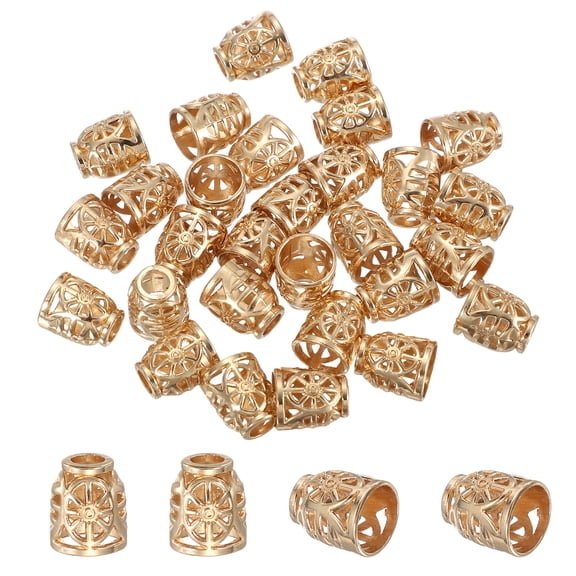 Metal Cord Locks, Rope End Lock, Bell Stopper, Hollow Bead End Cap Rope Fastener 30 Pcs & Gold for Drawstrings