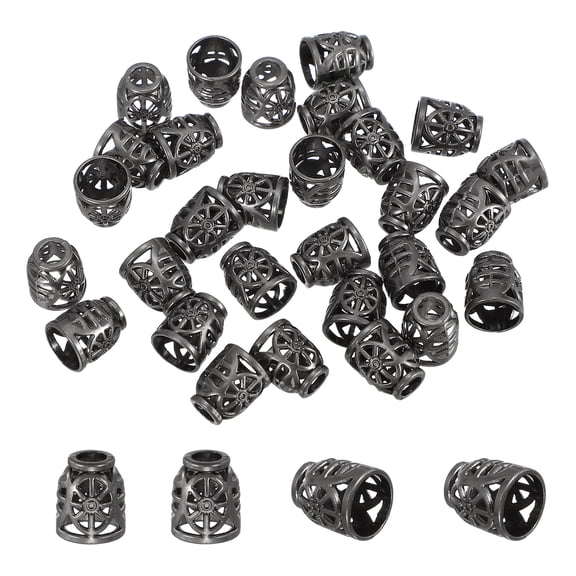 Metal Cord Locks, Rope End Lock, Bell Stopper, Hollow Bead End Cap Rope Fastener 30 Pcs & Silver Tone for Drawstrings