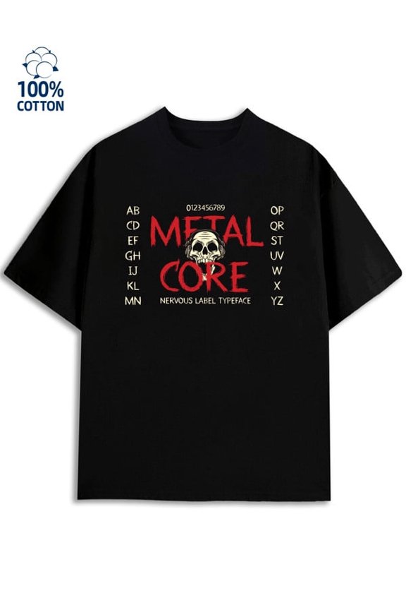 Greenink Metal Core Tee men's music 180G Cotton black button regular fit Basic Unisex Shirt Graphic Tee tshirts Retro Unisex Shirt Cotton tshirts Vintage Unisex Shirt G