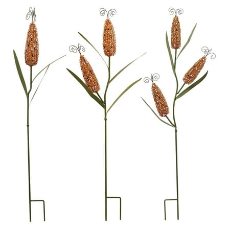 Metal Corn Garden Stakes Fall Decor Decorative Yard Signs Corns Plant Stake Lawn Decoration for Autumn Harvest Thanksgiving (D)