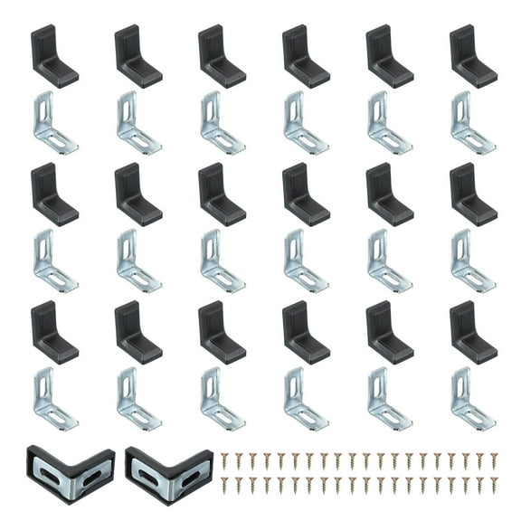 Metal Corner Braces, 20 Pack L-Shape Bracket Right Angle Board Holder Shelf Support, Black