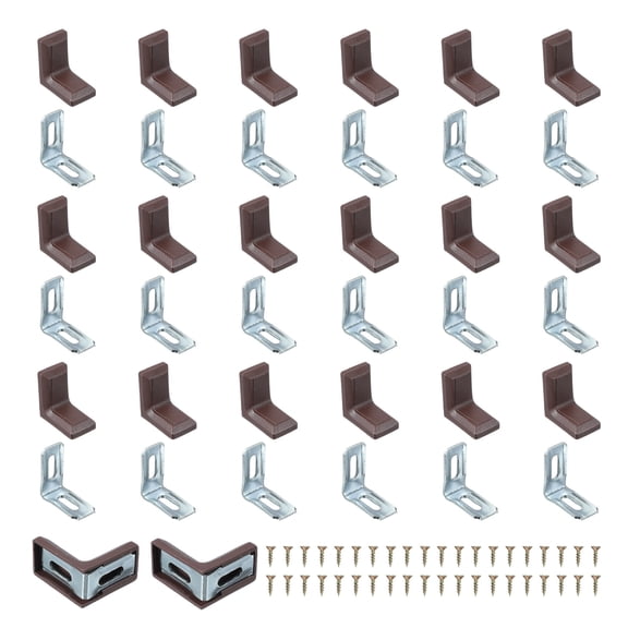 Metal Corner Braces, 20 Pack L-Shape Bracket Right Angle Board Holder Shelf Support, Brown