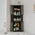 thumbnail image 1 of Metal Corner Cabinet, Side FreeStanding Storage Organizer Cabinet with Large Space and Shelves, Home Furniture for Multifunction in Living Room, Bathroom, Hallway, Kitchen, Bedroom, Black, 1 of 13