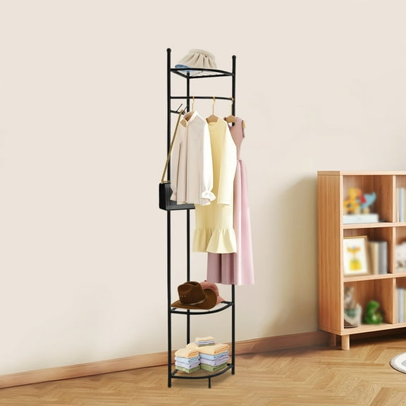 Metal Corner Clothes Rack, Gold Garment Rack Hall Tree, Freestanding Garment