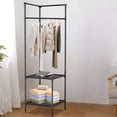 thumbnail image 1 of Metal Corner Organizer with Multi-Functional Shelves and Hooks, Detachable Space-Saving Storage Rack for Bedroom, Entryway, or Living Room Assembly, 1 of 7