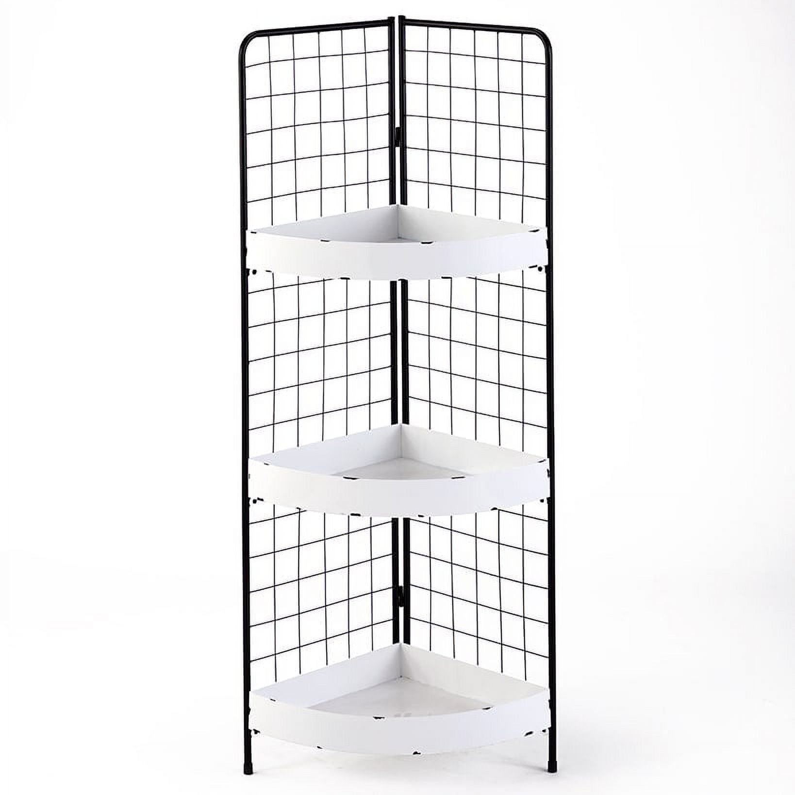 Metal Corner Shelf 3 Tier Rustic Farmhouse Shelving Display Unit White