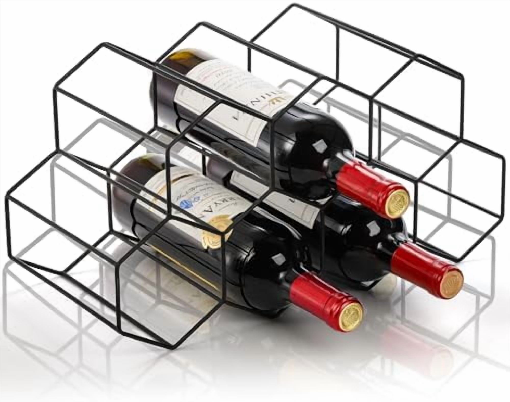 Metal Countertop Wine Rack, 9 Bottles Holder for Storage, Freestanding ...