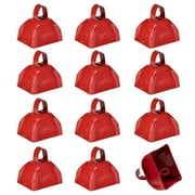 Metal Cowbell - (12 Pack), 3 Inch Red Cow Bells for Sporting Events, Cheering, Spirit, Loud Cow Bell Ideal Hand Percussion Cowbells Noise Makers for Sporting Events, Football Games, and Celebrations