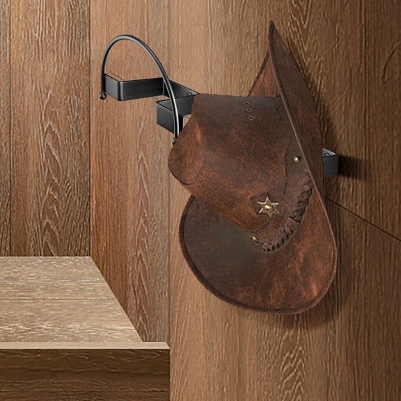 Metal Cowboy Hat Holder Curved Non-Crush Brim Hat Rack Retro Western Style Wall Mount Hat Hanger for Cowboy Hats Fedoras Baseball Caps Sun Hats