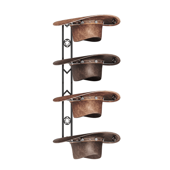 Metal Cowboy Hat Rack for Wall, Cowboy Hat Organizer Hangers for 8 Hats, Western Decor Hat Rack, Cowboy Hat Holder for Western, Beach, Fedora, Sun Hats