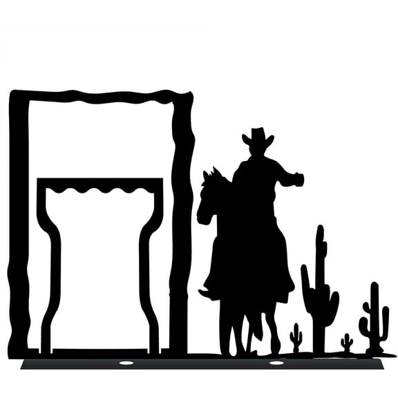 Metal Cowboy Vertical Photo Frame Cactus Desert Black Vintage 3 x 5 Horizontal Picture Frame Stand Organizer Modern Art for Desk Accessories Office Desktop Countertop Decorative Gift for DIY