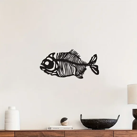 Iron Art Silhouette Marine Fish Fishbone Ornaments Pendant Silhouette North American Wrought Iron Crafts Living Room Ornaments