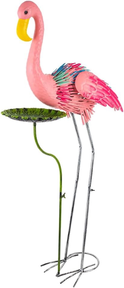 Metal Crane Garden Statue for Outside, Large Heron Outdoor Statues with Leaf Tray, Elegant Crane Yard Art Garden Decor for Garden Yard, Porch