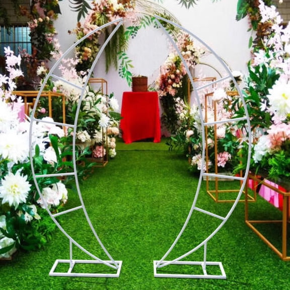 Metal Crescent Moon Wedding Arch Backdrop Stand Party Event Decoration White