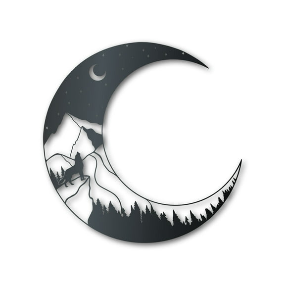 Metal Crescent Wolf Moon Wall Art 12