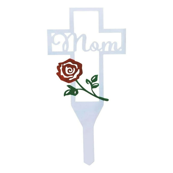 Metal Cross Garden Stake Graves Cemetery Decorations, Metal Cross Pile Garden Grave Marker Memorial Plaque Stakes for Dad/Mom Deceased Relatives, Outdoor Easter Decoration Wall Decor Lawn Stake
