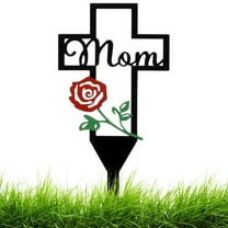 Metal Cross Grave Markers Memorial Cemetery Garden Stake for Grave Plaque Yard, 12 x 6In
