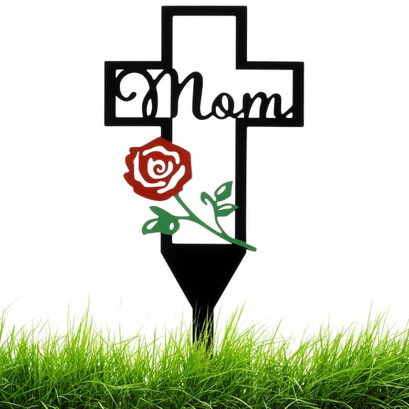 Metal Cross Grave Markers Memorial Cemetery Garden Stake for Grave Plaque Yard, 12 x 6In