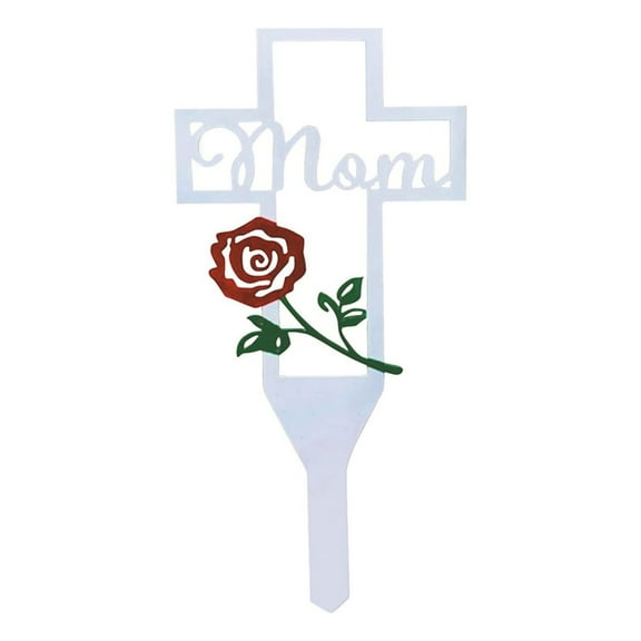 Metal Cross Memorial Grave Marker Atmosphere Insert Sign Yard Decoration Ground Insert Style