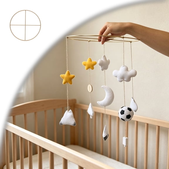 Metal Cross Mobile Frame, Smooth Surface DIY Craft Hanging Frame, Wind Chime Mobile Holder for Handmade Room Decor Projects