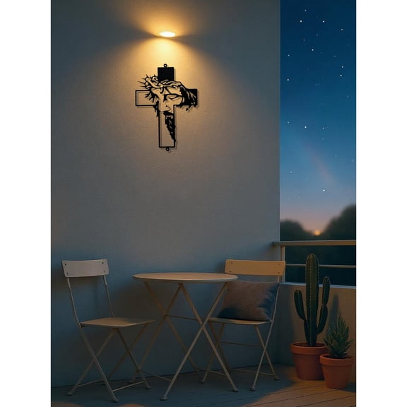 Metal Cross Sign Wall Art 1pc Weatherproof High-Quality Powder-Coated Wrought Iron Cross with Fall Leaf Motifs All-Weather Decor for Thanksgiv(TikTok/temu self-pickup orders)