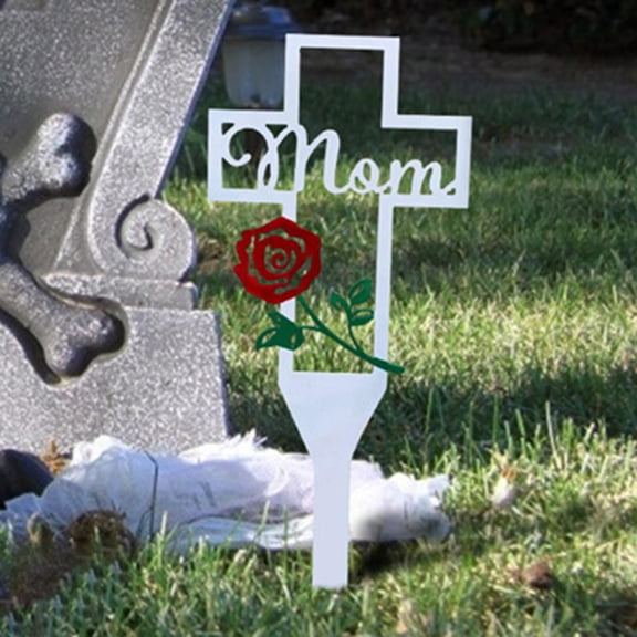 Metal Cross Stake Bereavement Statue Relatives Cemetery Ornament Water MMOM02