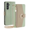 thumbnail image 1 of Metal Crossbody Strap Bag Case for Samsung Galaxy A35,ShellTech Magnetic Leather Card Slots Zipper Wallet Hidden Mirror Case Shockproof Stand Cover for Galaxy A35 5G,Green, 1 of 8